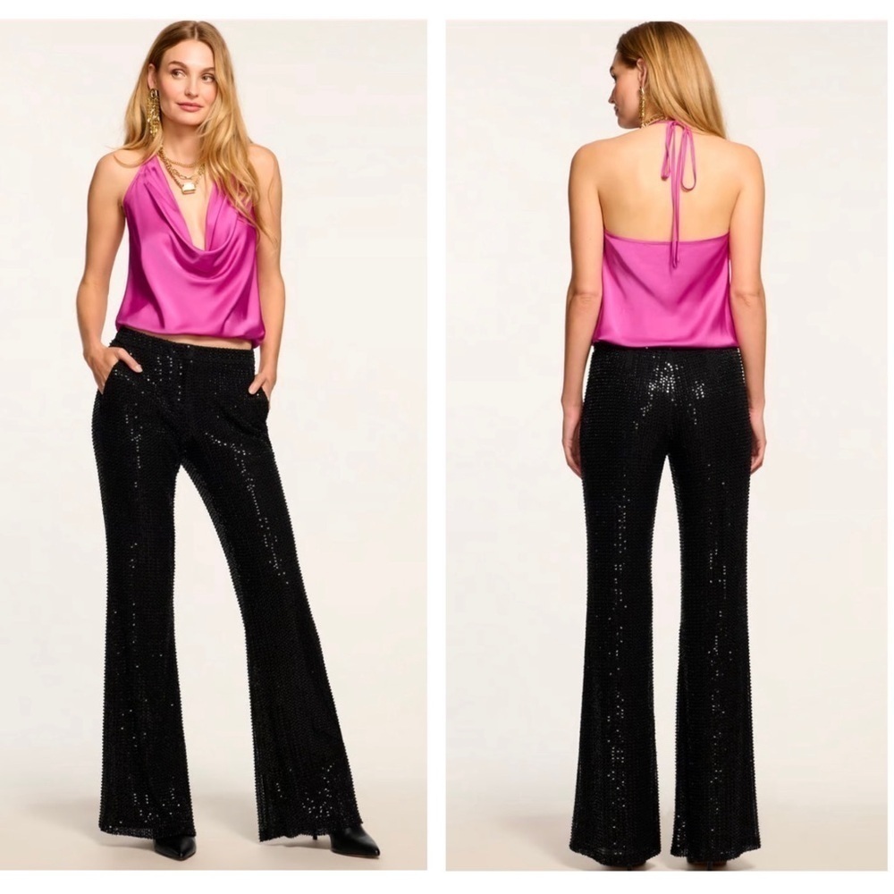 New! Ramy Brook Lavenia Sequin Wide Leg Pant 🖤 Size 8 NWT!